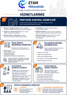 Etam Mühendislik kurumsal broşürünün ilk sayfası: hizmetlerin tanıtıldığı Hizmetlerimiz bölümü